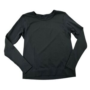 Lululemon Womens Black Perforated Long Sleeve Lightweight Top Size Medium (6/8)